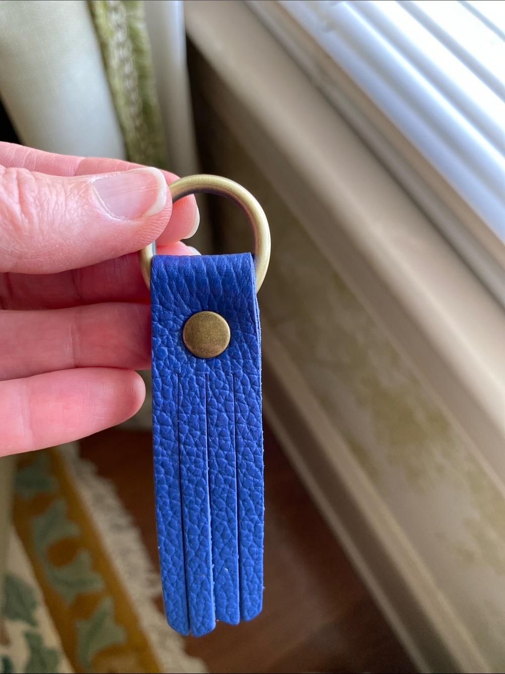 Portland Leather Goods Pebbled Molino Blue Small Tassel Keychain Bag Charm Flair